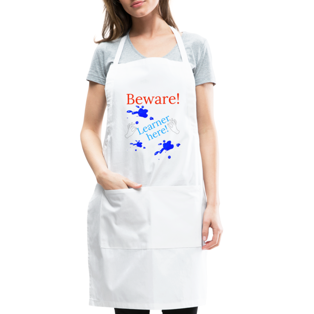 Learner Warning Adjustable Apron - white