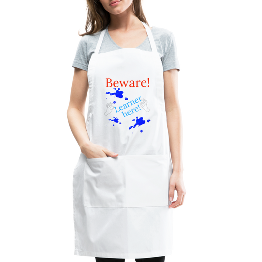 Learner Warning Adjustable Apron - white