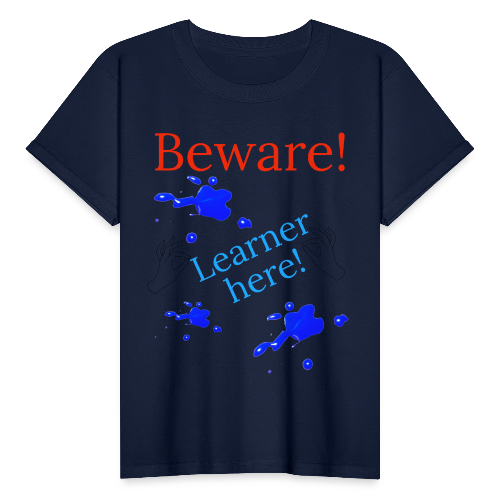Beware Learner Warning Youth T-Shirt - navy
