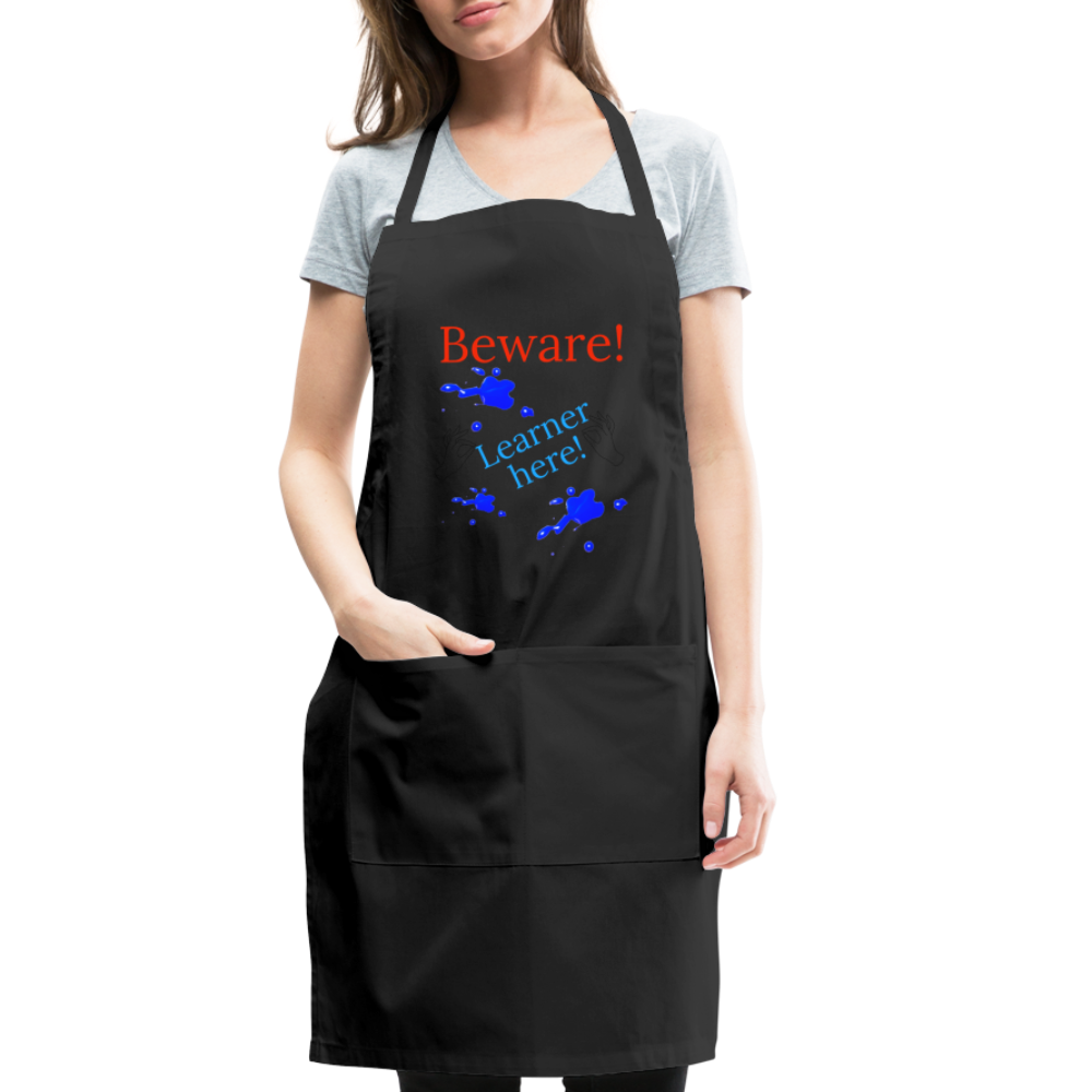Learner Warning Adjustable Apron - black