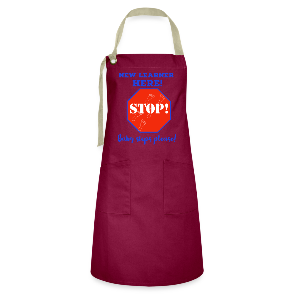 New Learner Artisan Apron - burgundy/khaki