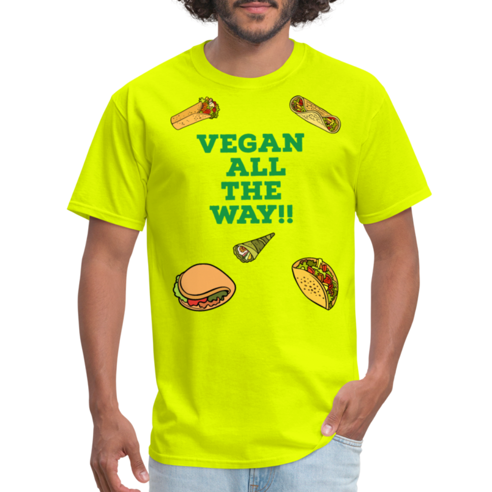 Vegan All The Way T-Shirt - safety green