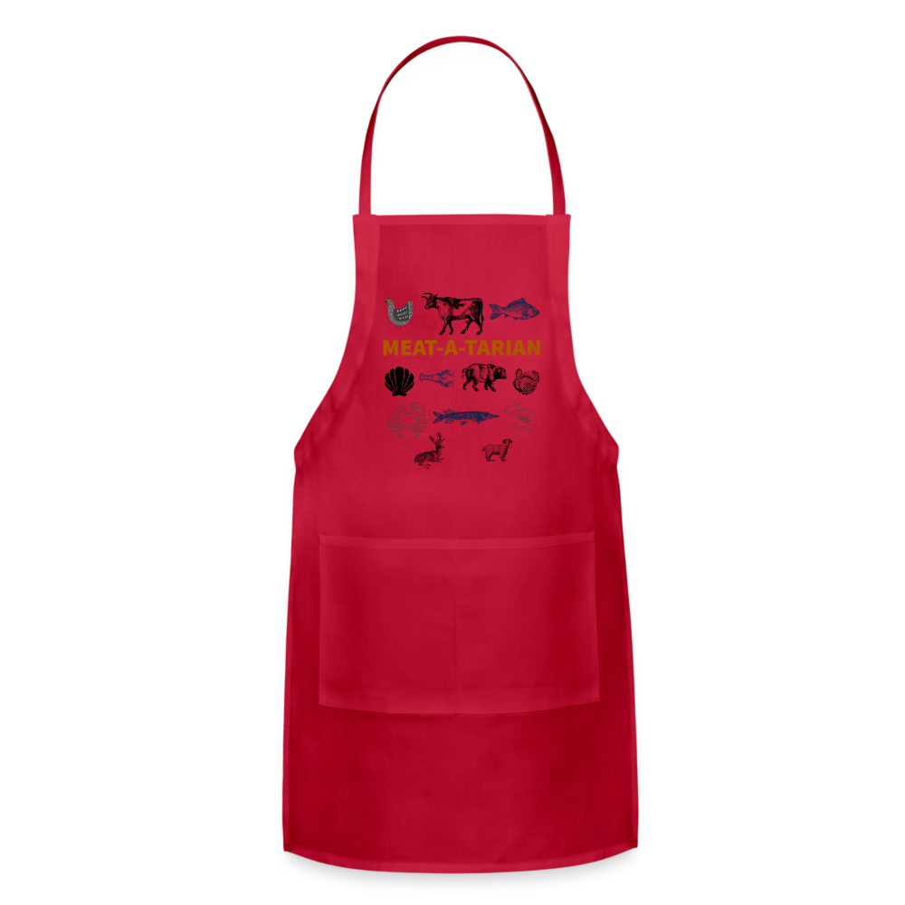 Meat-a-tarian Adjustable Apron - red