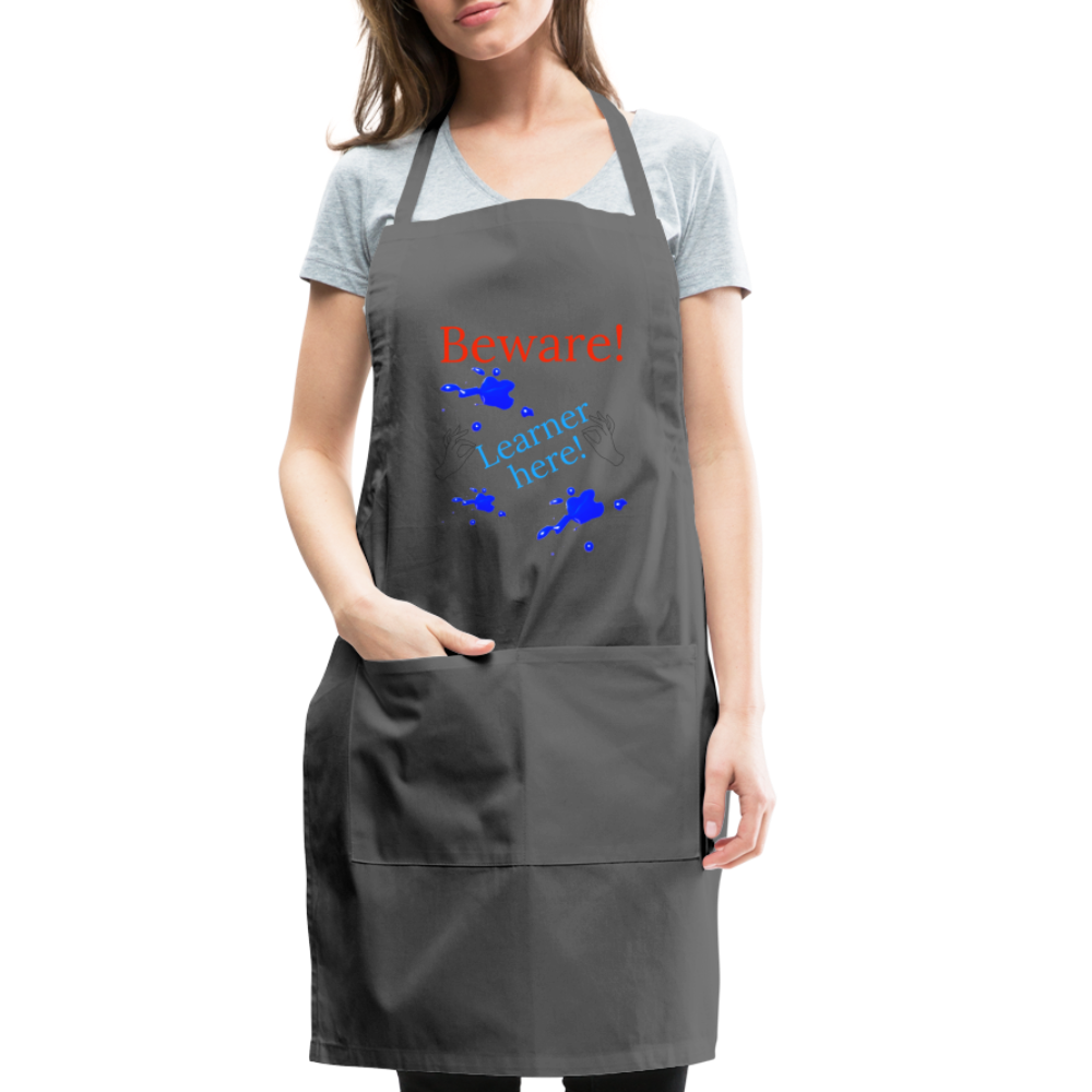 Learner Warning Adjustable Apron - charcoal