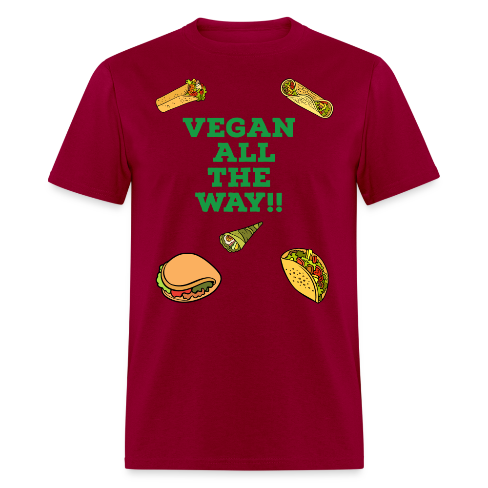 Vegan All The Way T-Shirt - dark red