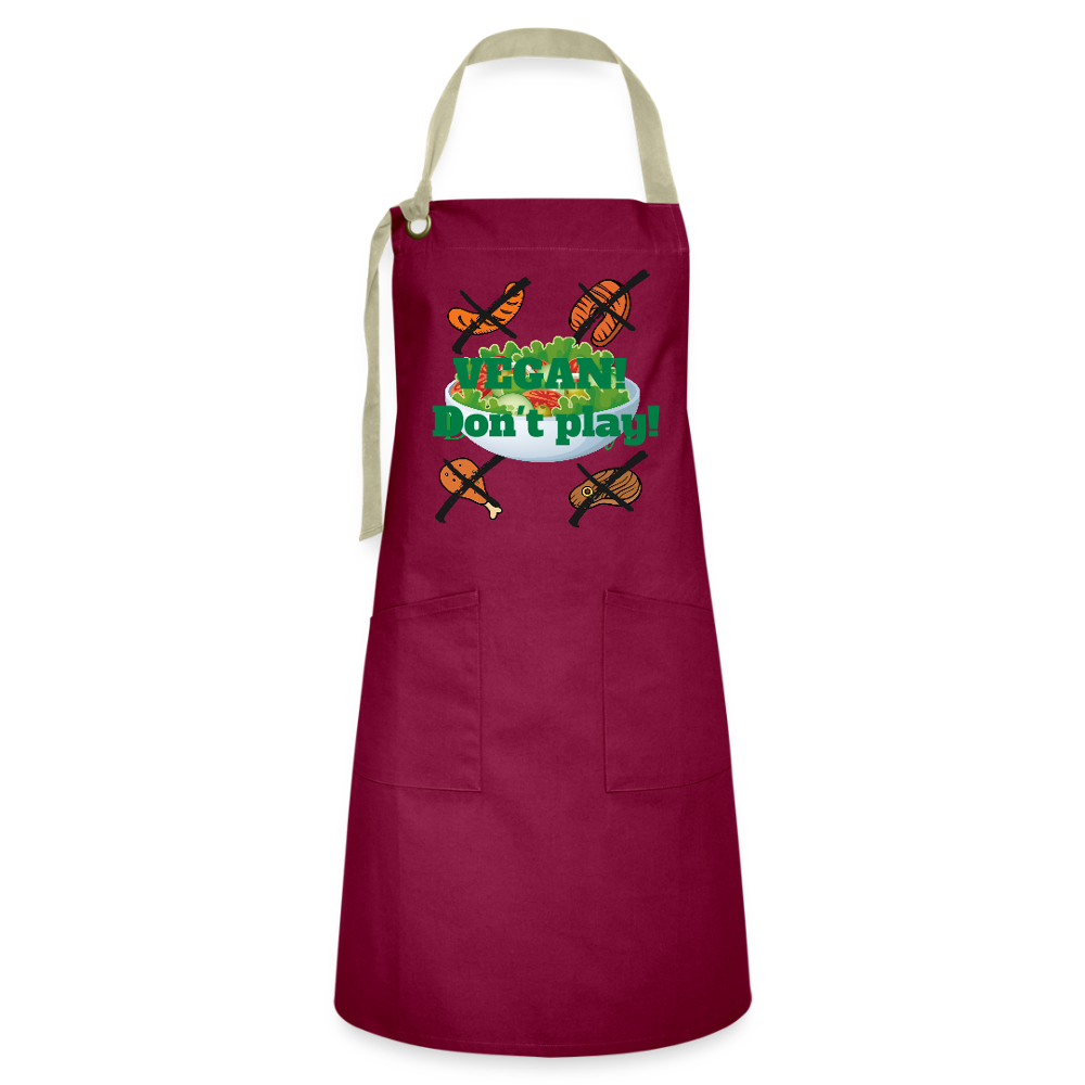 Vegan Artisan Apron - burgundy/khaki