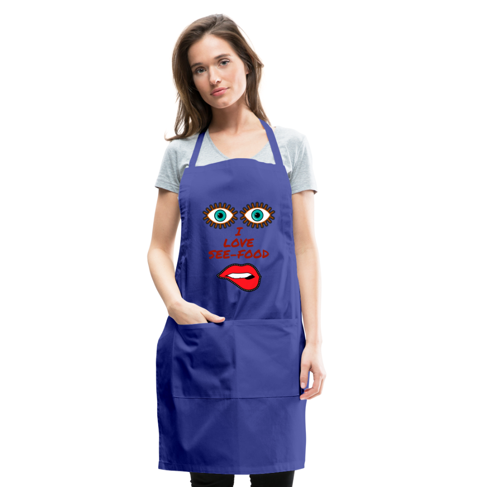 See-Food Lover Adjustable Apron - royal blue