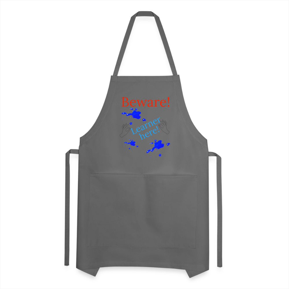 Learner Warning Adjustable Apron - charcoal
