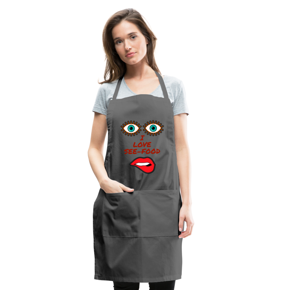 See-Food Lover Adjustable Apron - charcoal