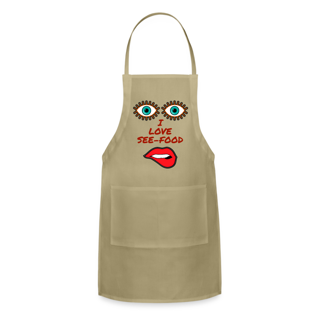 See-Food Lover Adjustable Apron - khaki