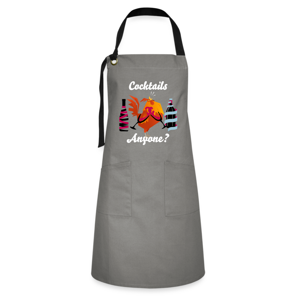 Cock Tails Artisan Apron - gray/black