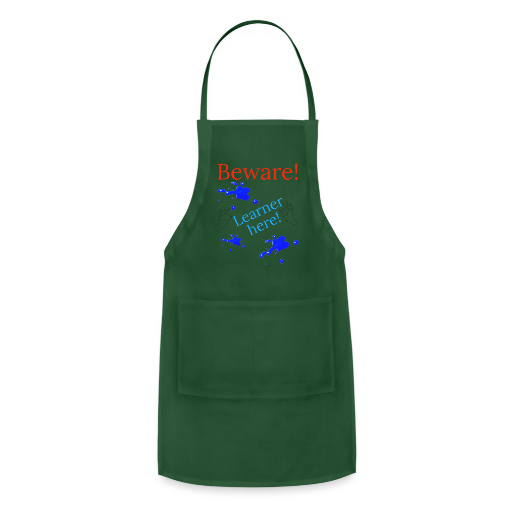 Learner Warning Adjustable Apron - forest green