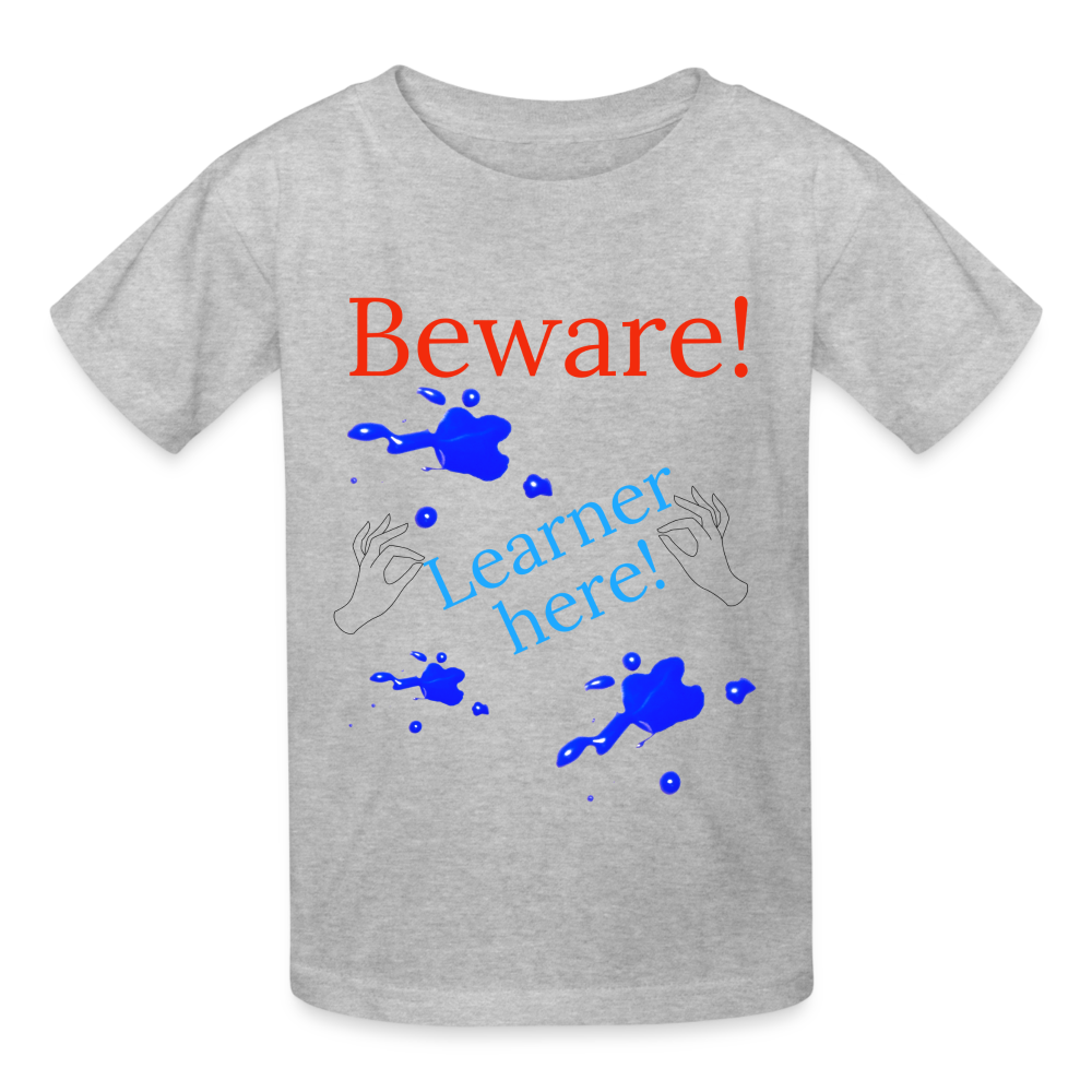 Beware Learner Warning Youth T-Shirt - heather gray