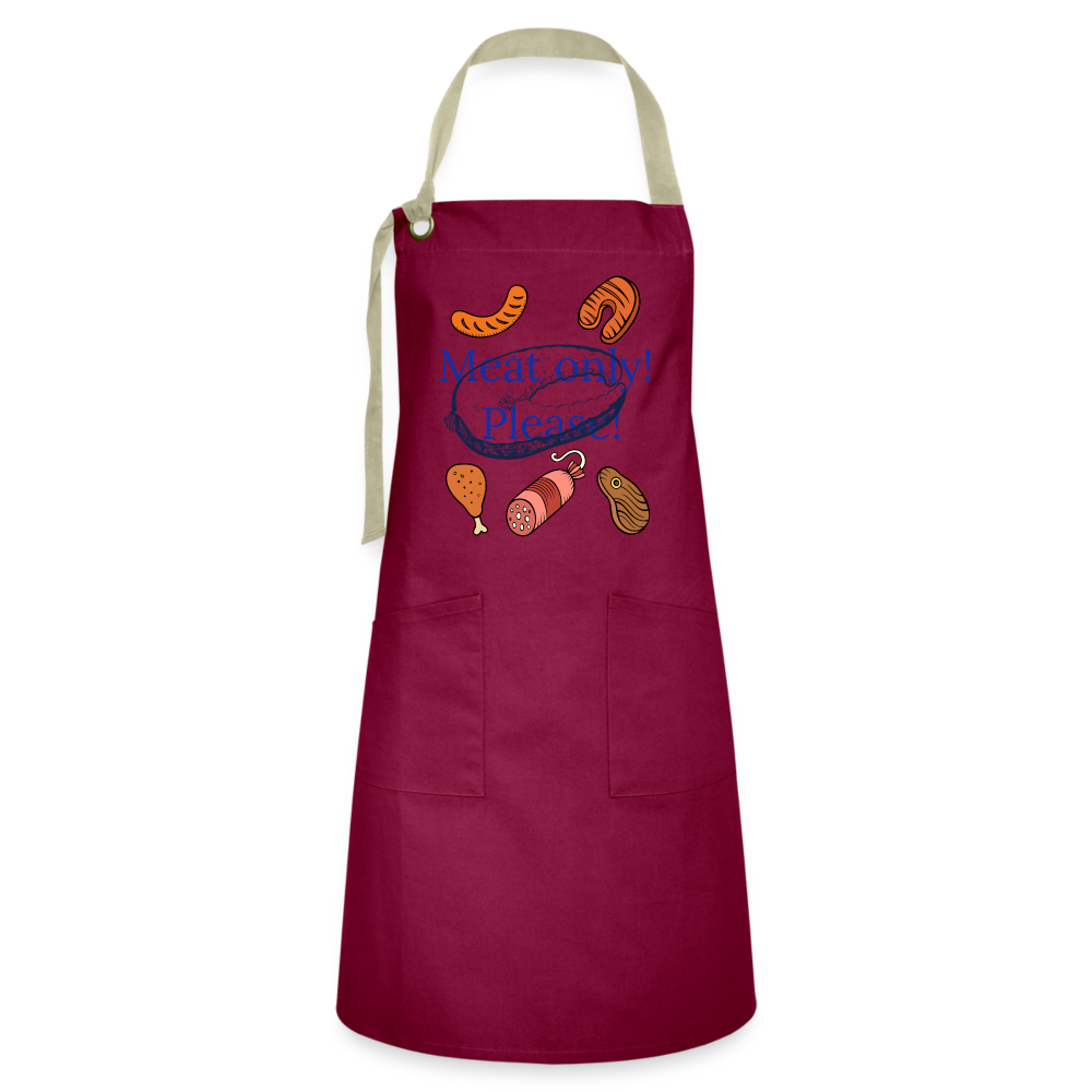 Meat Only Artisan Apron - burgundy/khaki