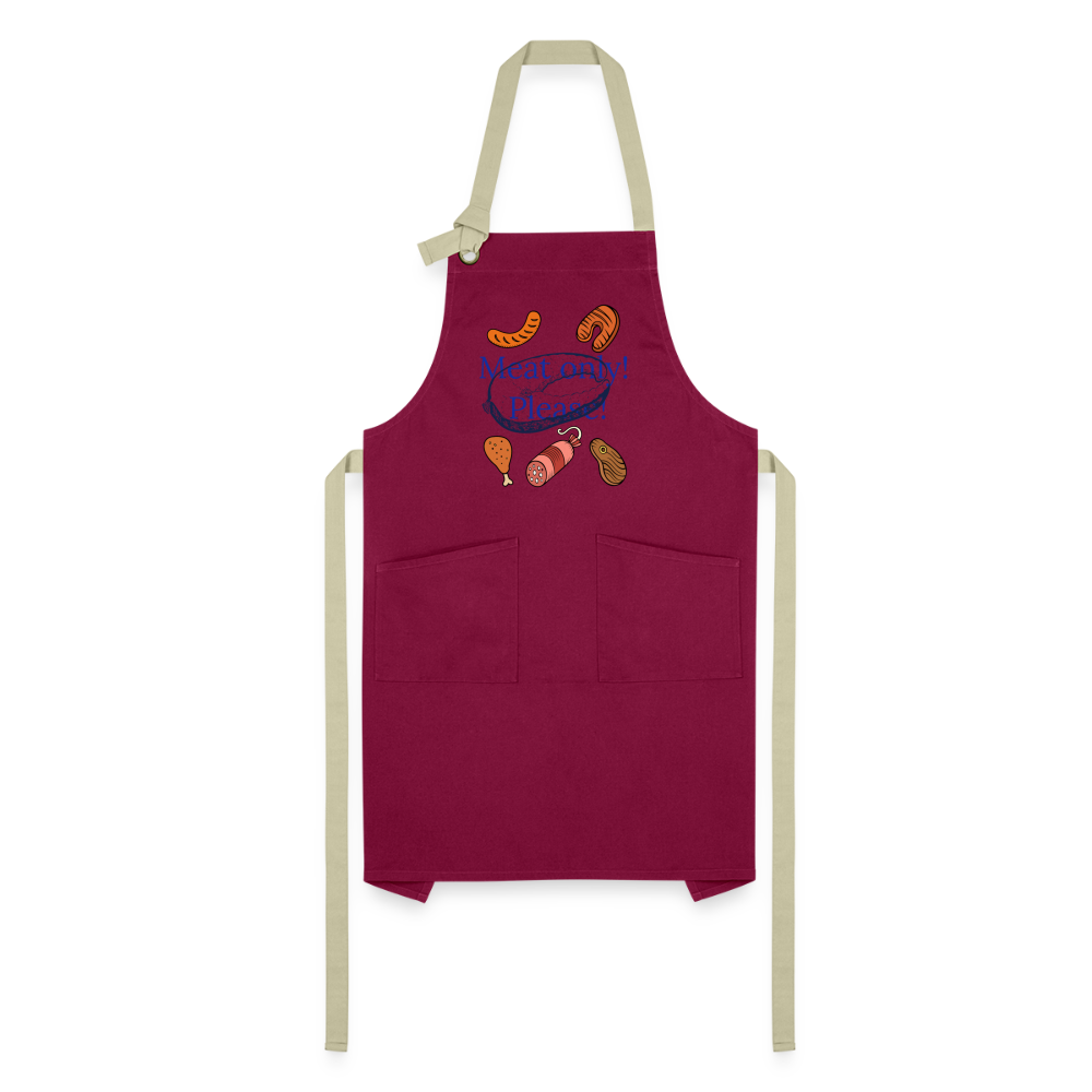 Meat Only Artisan Apron - burgundy/khaki