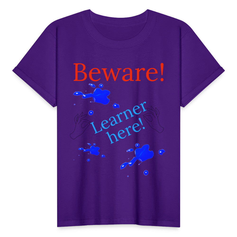 Beware Learner Warning Youth T-Shirt - purple