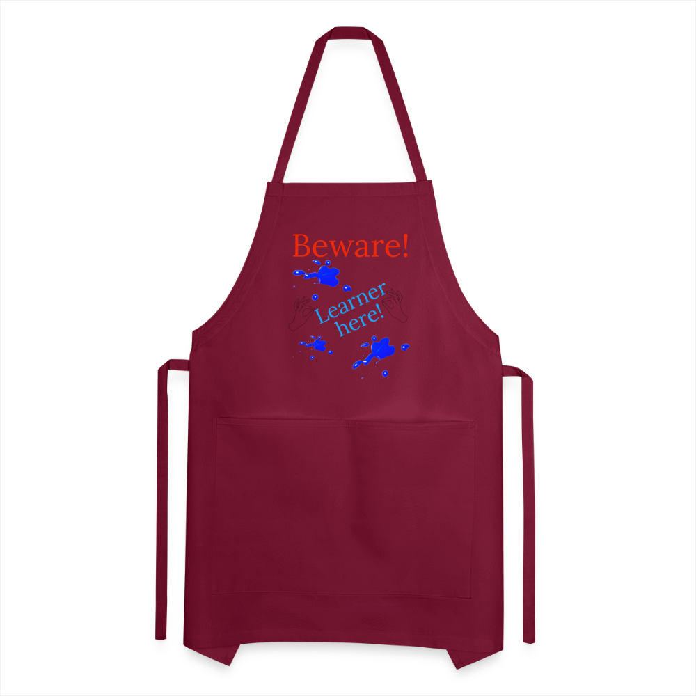 Learner Warning Adjustable Apron - burgundy
