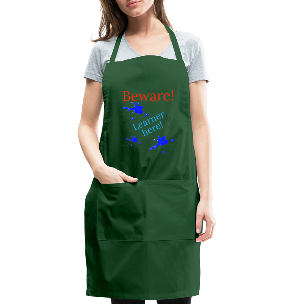 Learner Warning Adjustable Apron - forest green