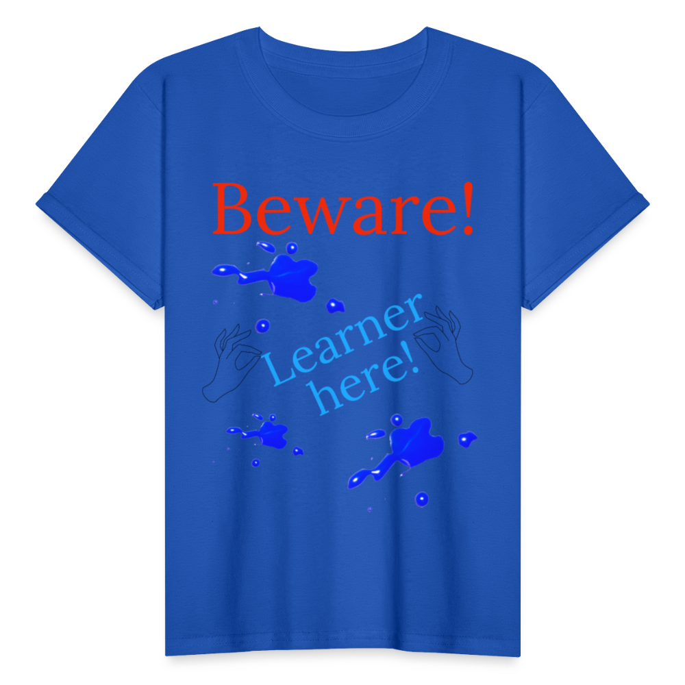 Beware Learner Warning Youth T-Shirt - royal blue