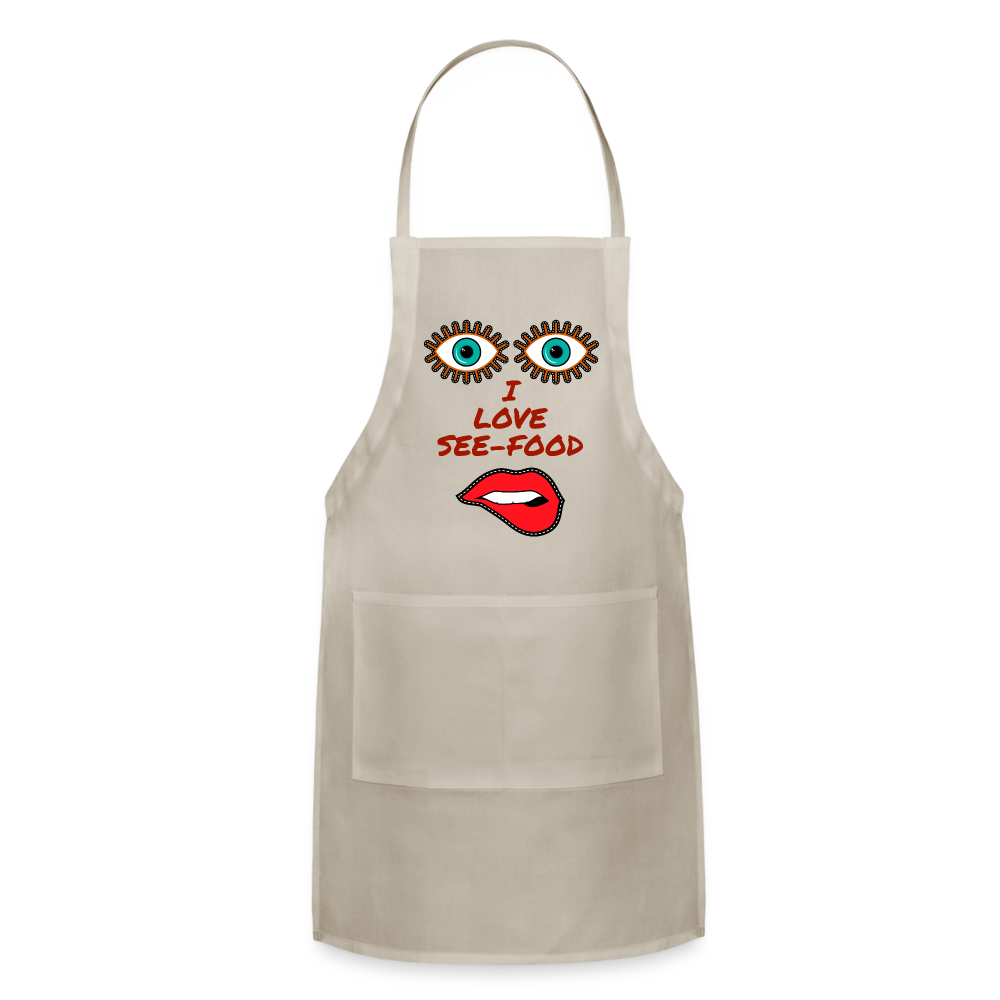 See-Food Lover Adjustable Apron - natural