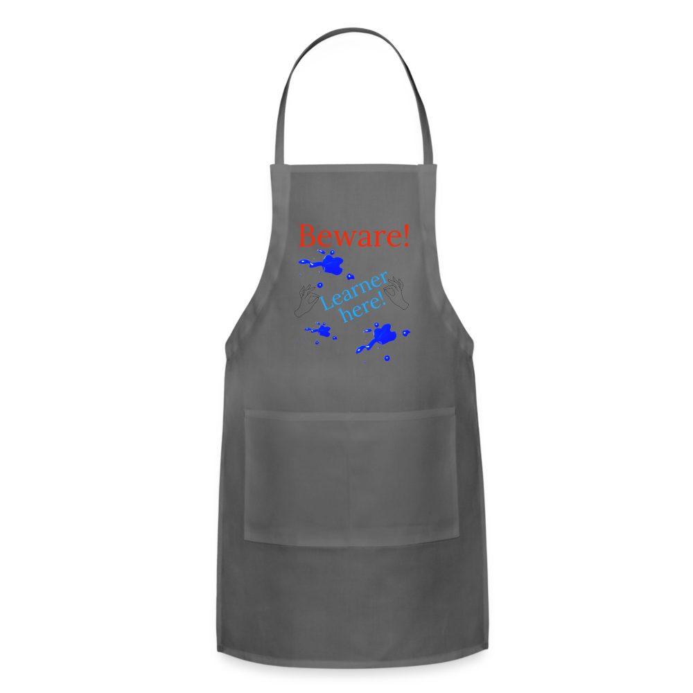Learner Warning Adjustable Apron - charcoal