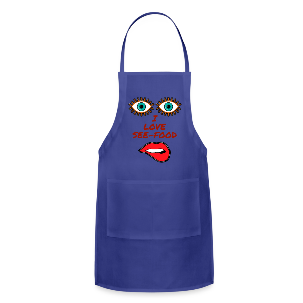 See-Food Lover Adjustable Apron - royal blue