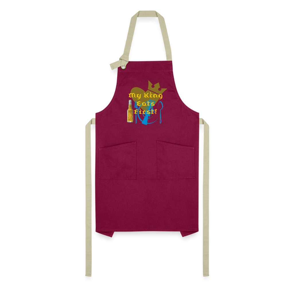 My King Artisan Apron - burgundy/khaki