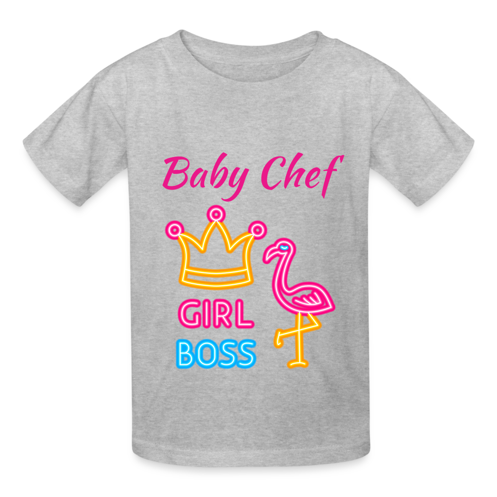 Baby Chef Girl Boss Youth T-Shirt - heather gray