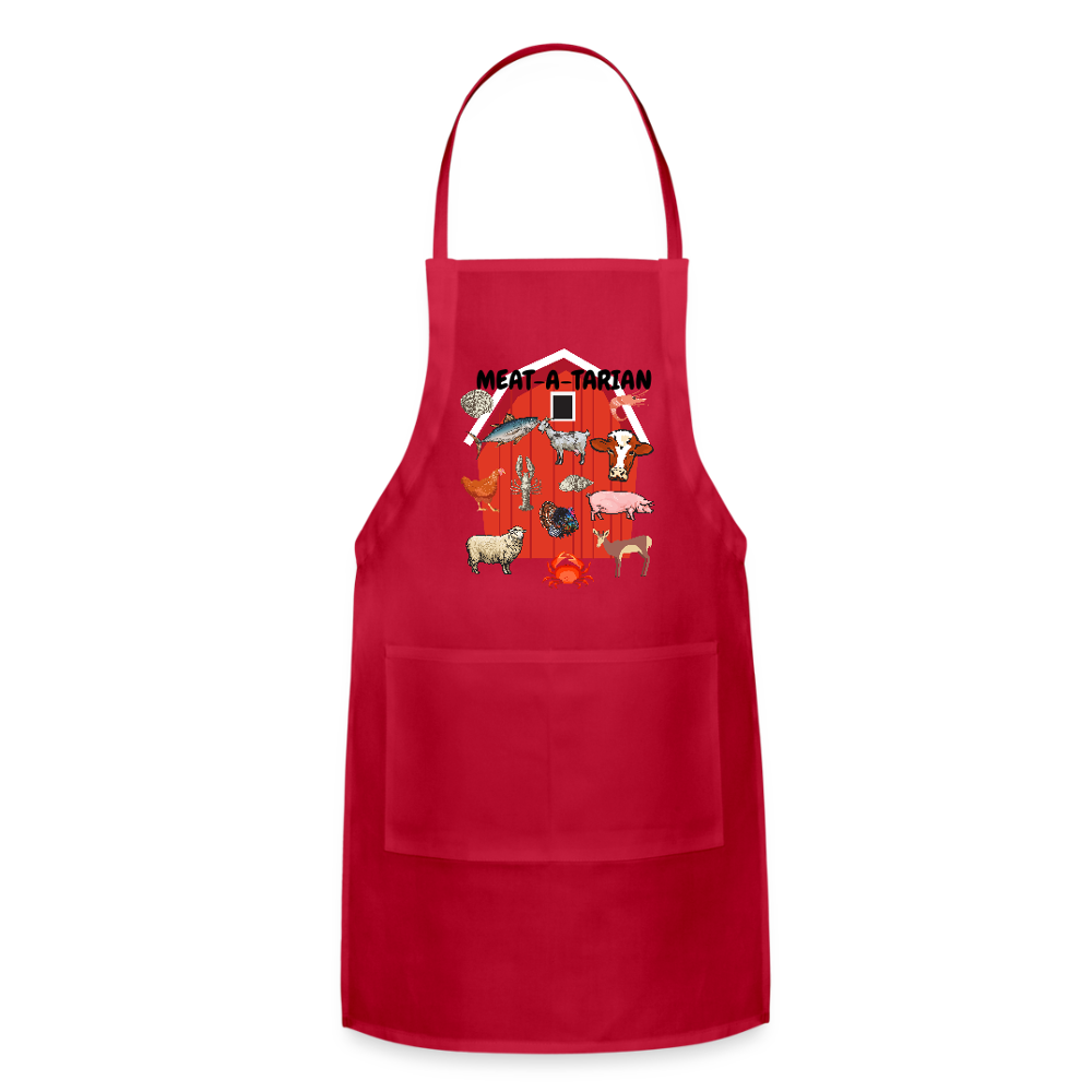Meat-a-tarian Adjustable Apron - red