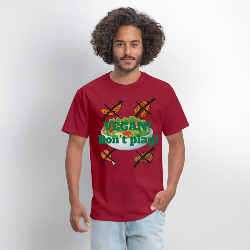 Vegan Don't Play T-Shirt - dark red