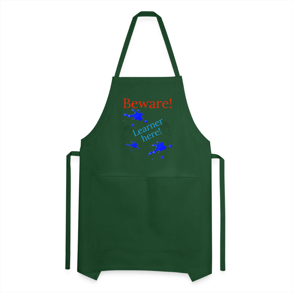 Learner Warning Adjustable Apron - forest green