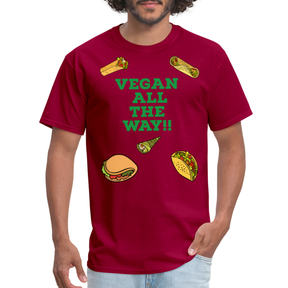 Vegan All The Way T-Shirt - dark red