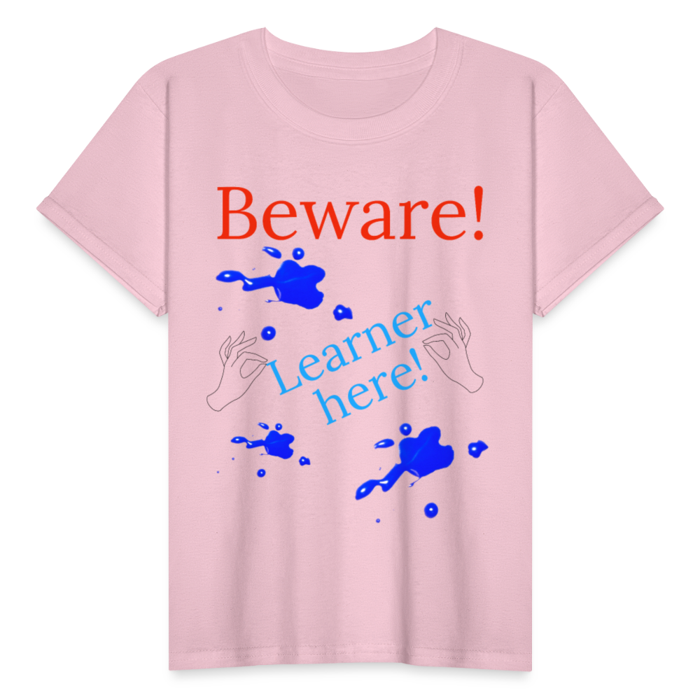 Beware Learner Warning Youth T-Shirt - light pink