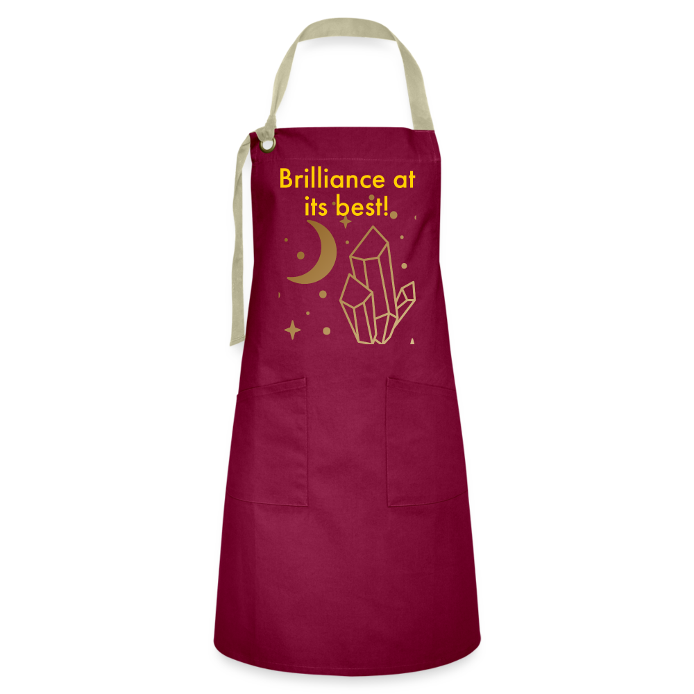 Brilliance at its Best Artisan Apron - burgundy/khaki
