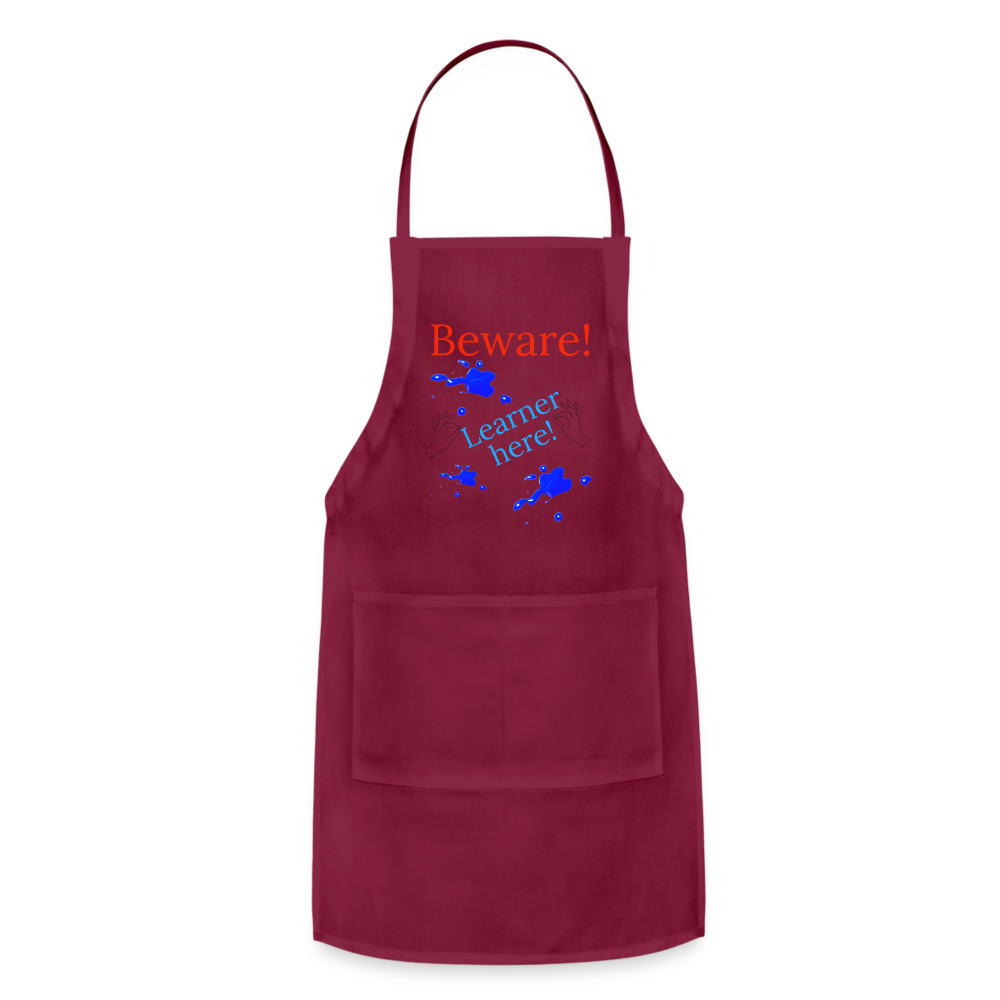 Learner Warning Adjustable Apron - burgundy