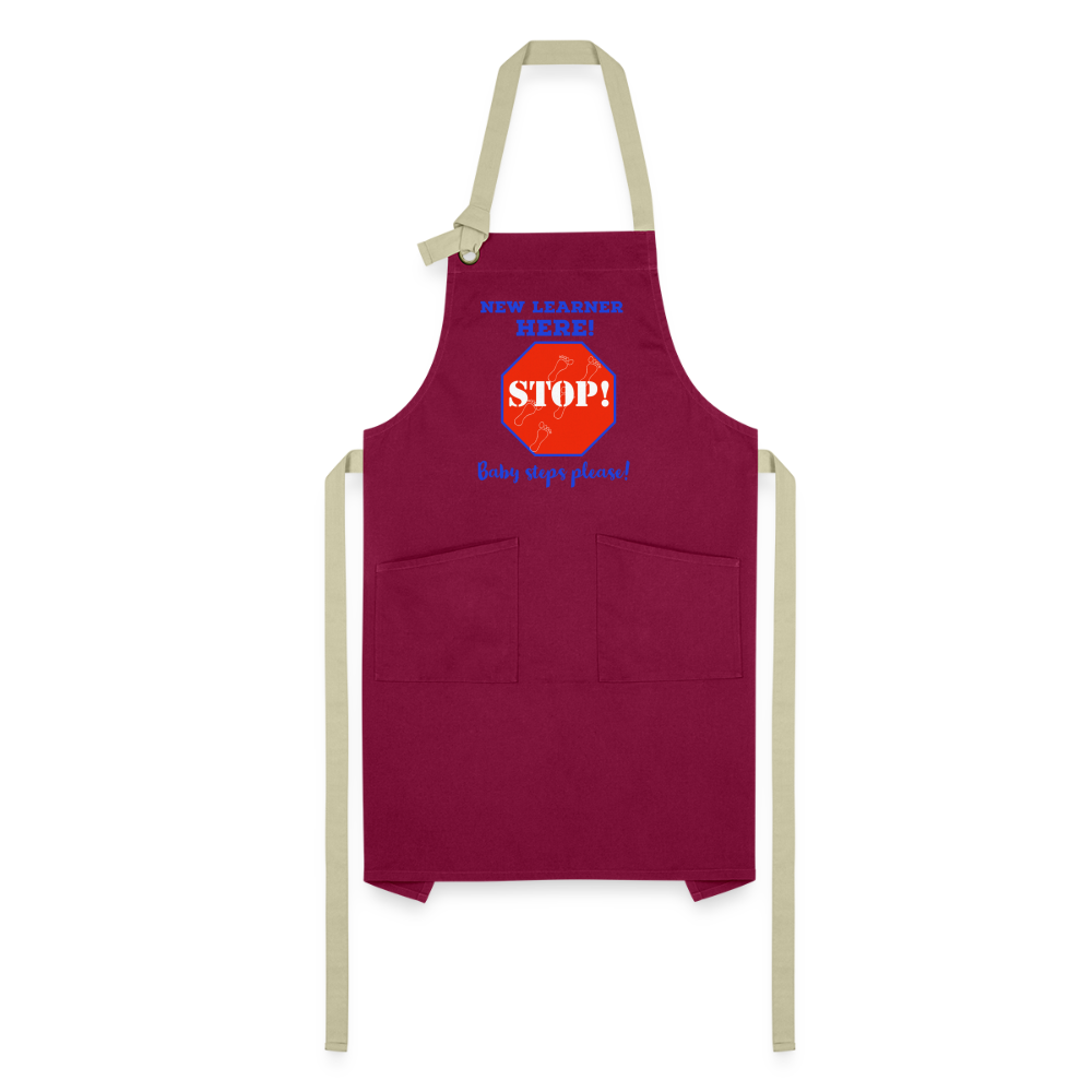 New Learner Artisan Apron - burgundy/khaki