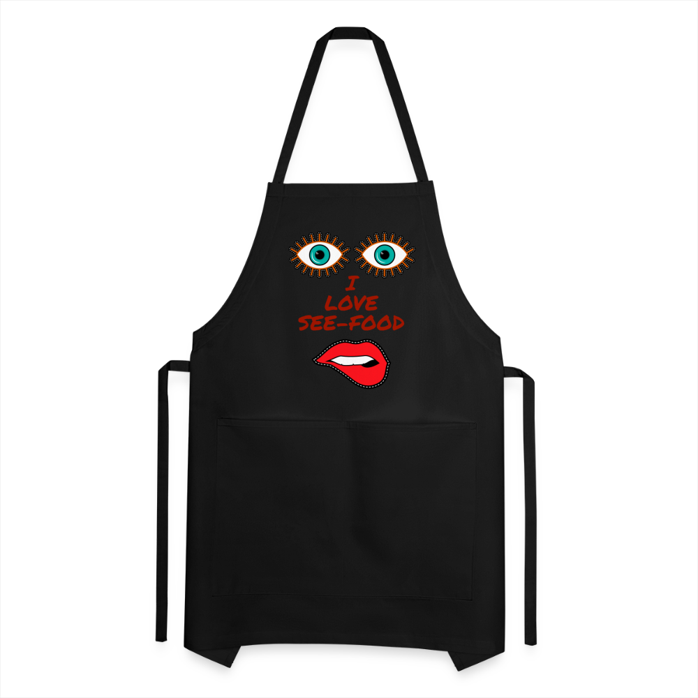 See-Food Lover Adjustable Apron - black