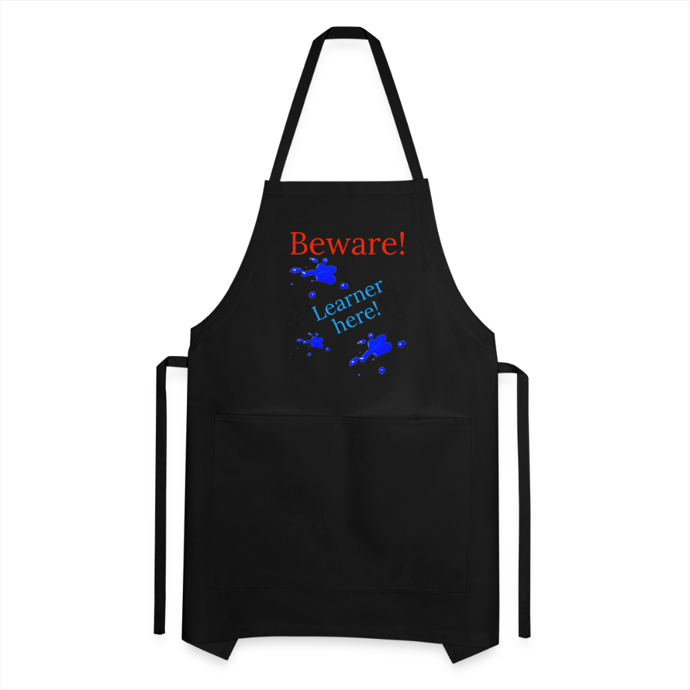 Learner Warning Adjustable Apron - black