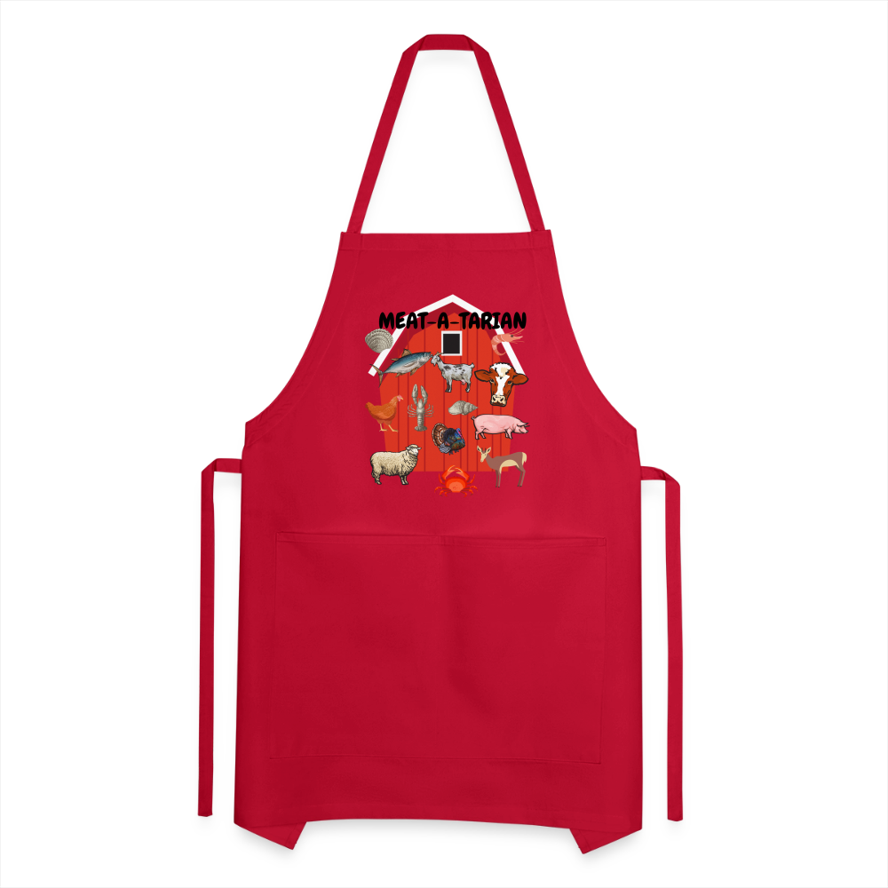 Meat-a-tarian Adjustable Apron - red