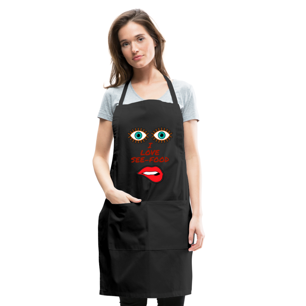 See-Food Lover Adjustable Apron - black