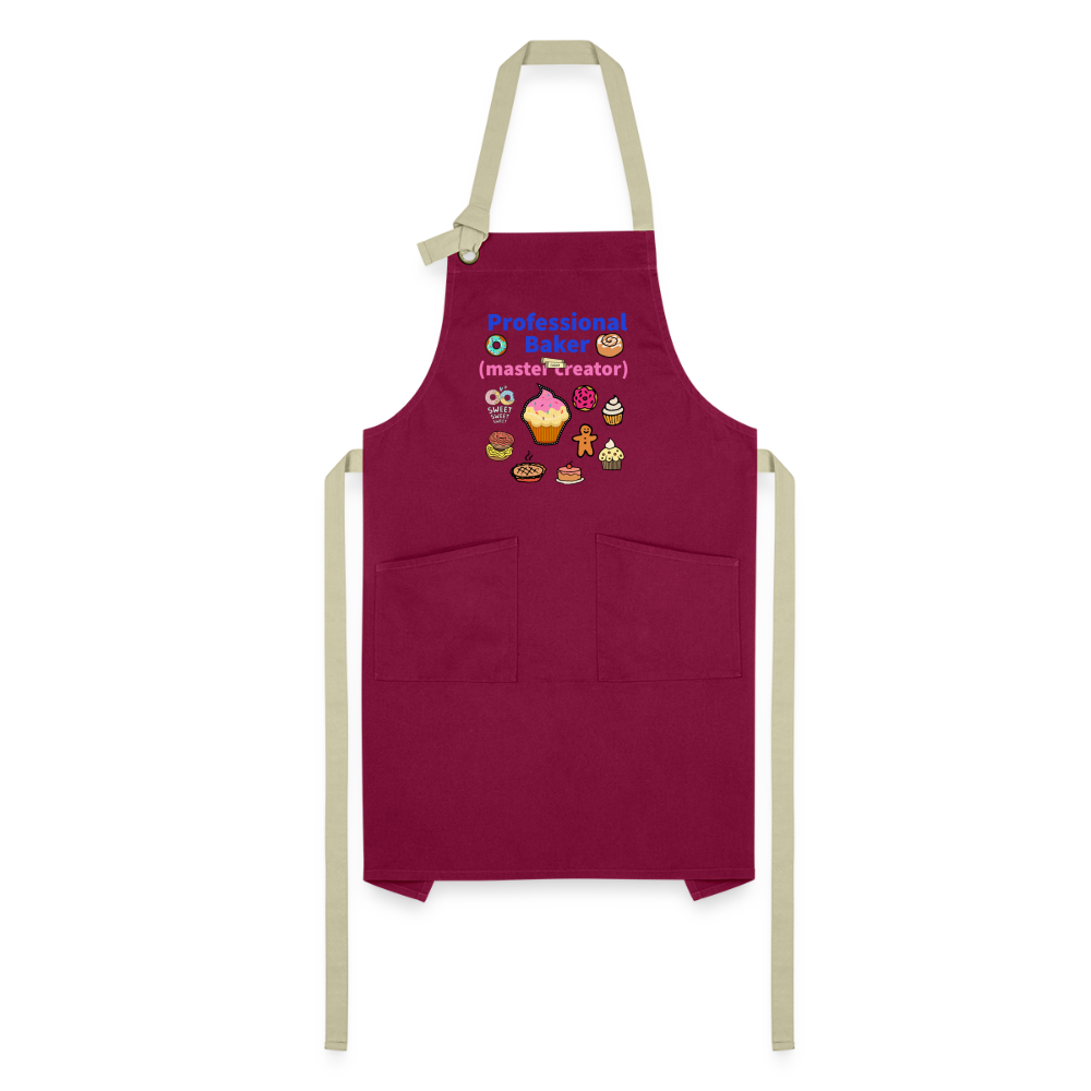 Prof Baker Artisan Apron - burgundy/khaki