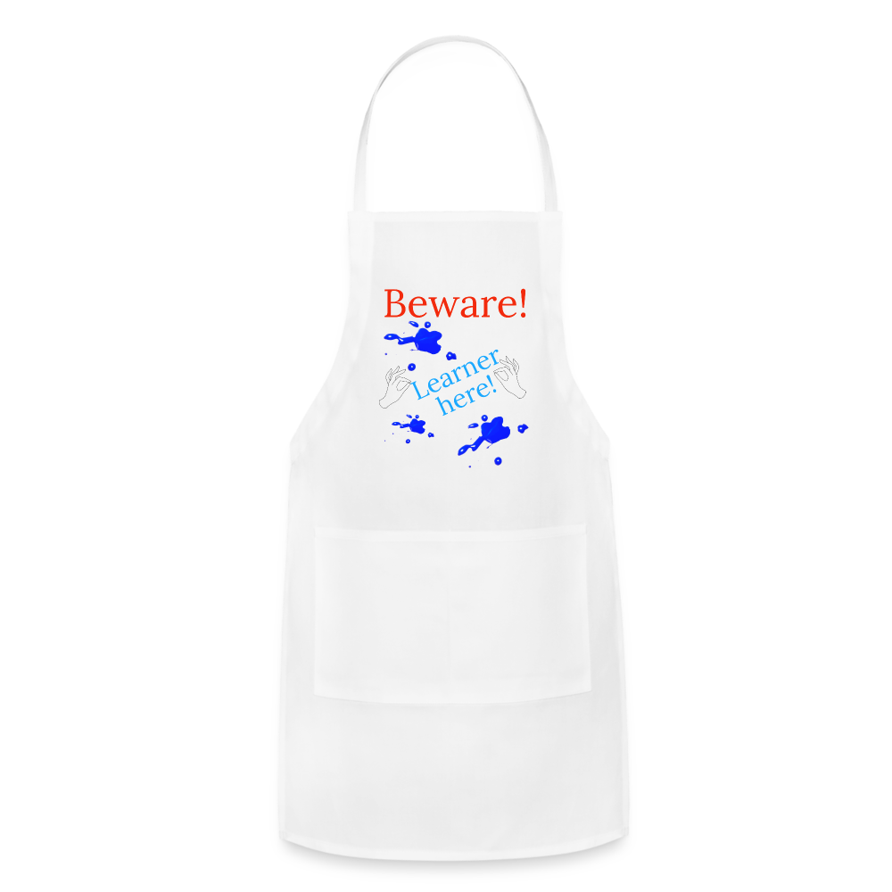 Learner Warning Adjustable Apron - white
