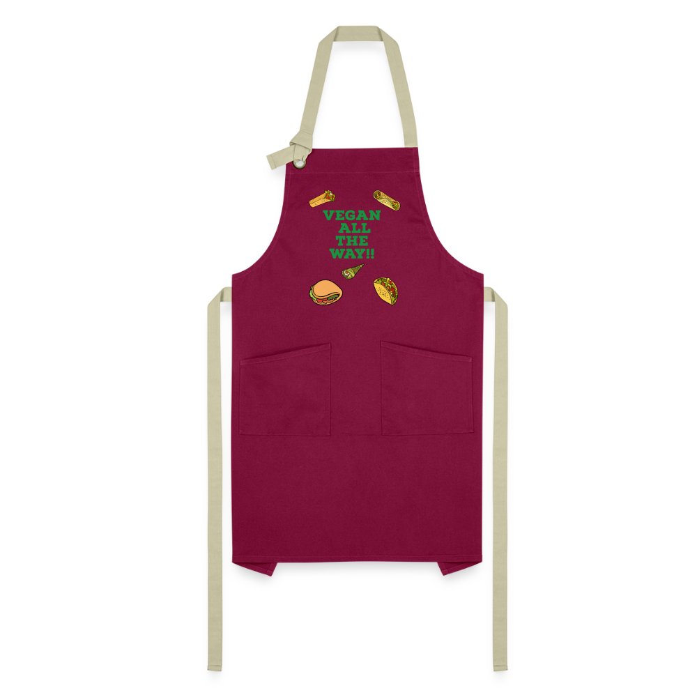 Vegan All The Way Artisan Apron - burgundy/khaki