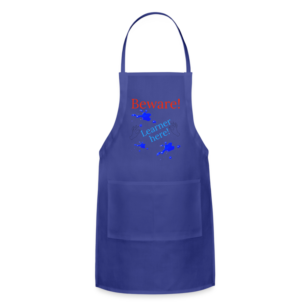 Learner Warning Adjustable Apron - royal blue