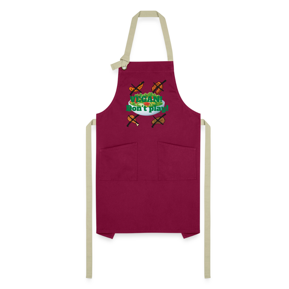Vegan Artisan Apron - burgundy/khaki