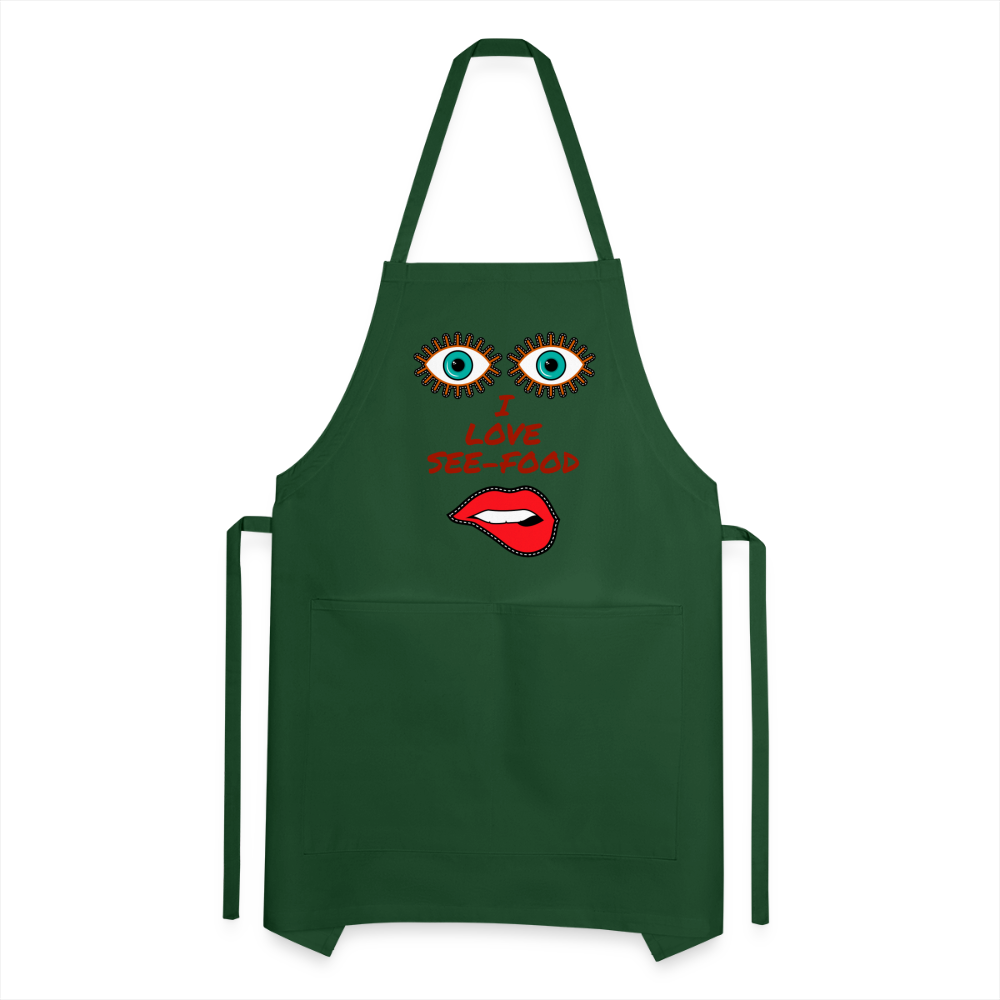 See-Food Lover Adjustable Apron - forest green