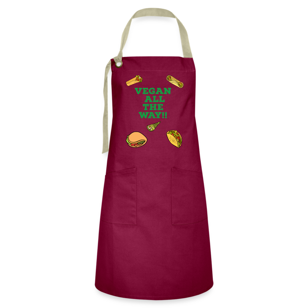 Vegan All The Way Artisan Apron - burgundy/khaki