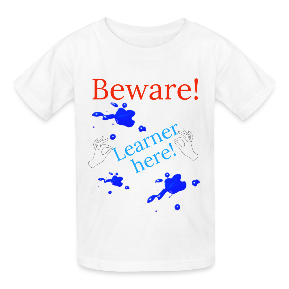 Beware Learner Warning Youth T-Shirt - white