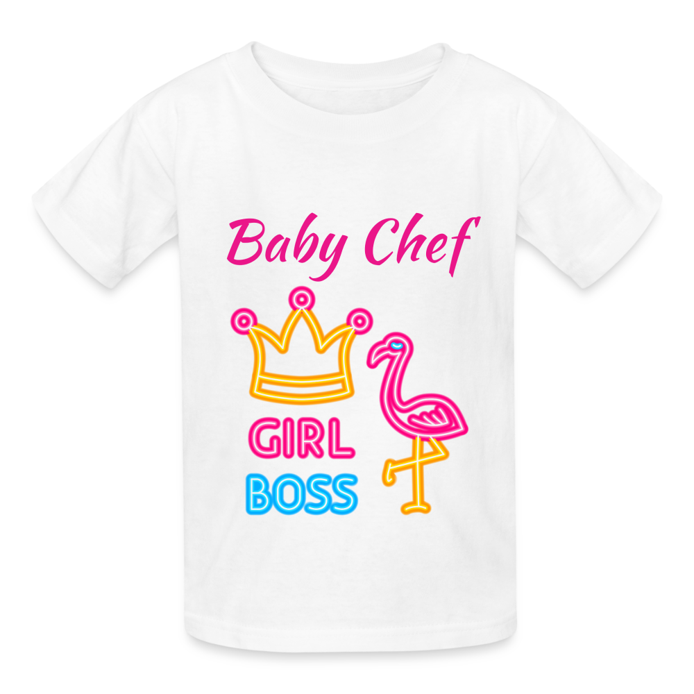 Baby Chef Girl Boss Youth T-Shirt - white