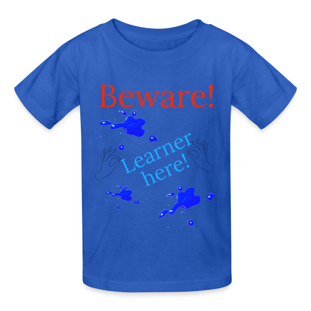 Beware Learner Warning Youth T-Shirt - royal blue